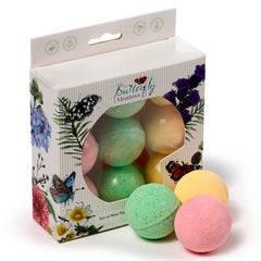 Kauneuslahjasetti Yhdeksällä perhoskylpypommilla