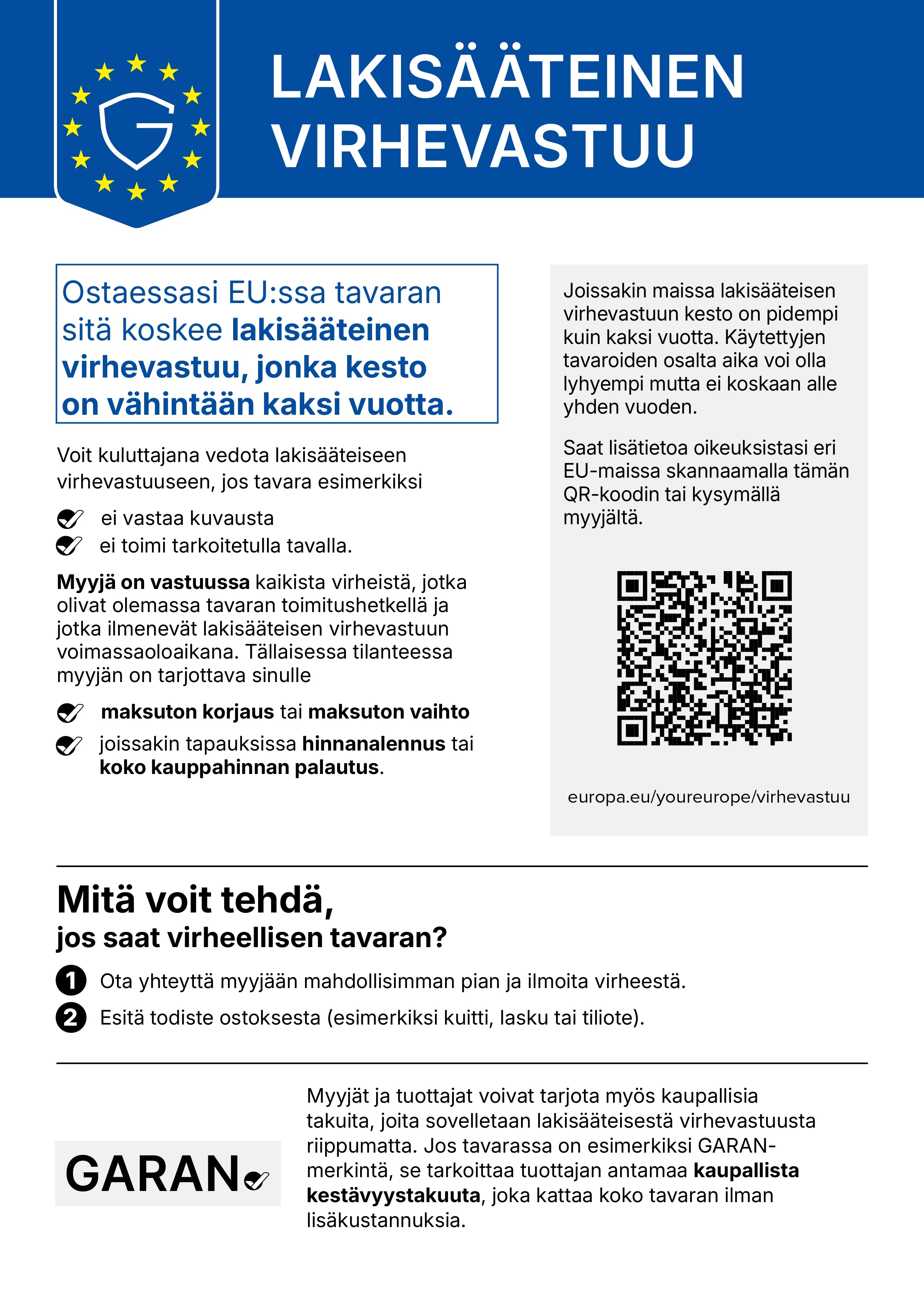 Legal guarantee notice